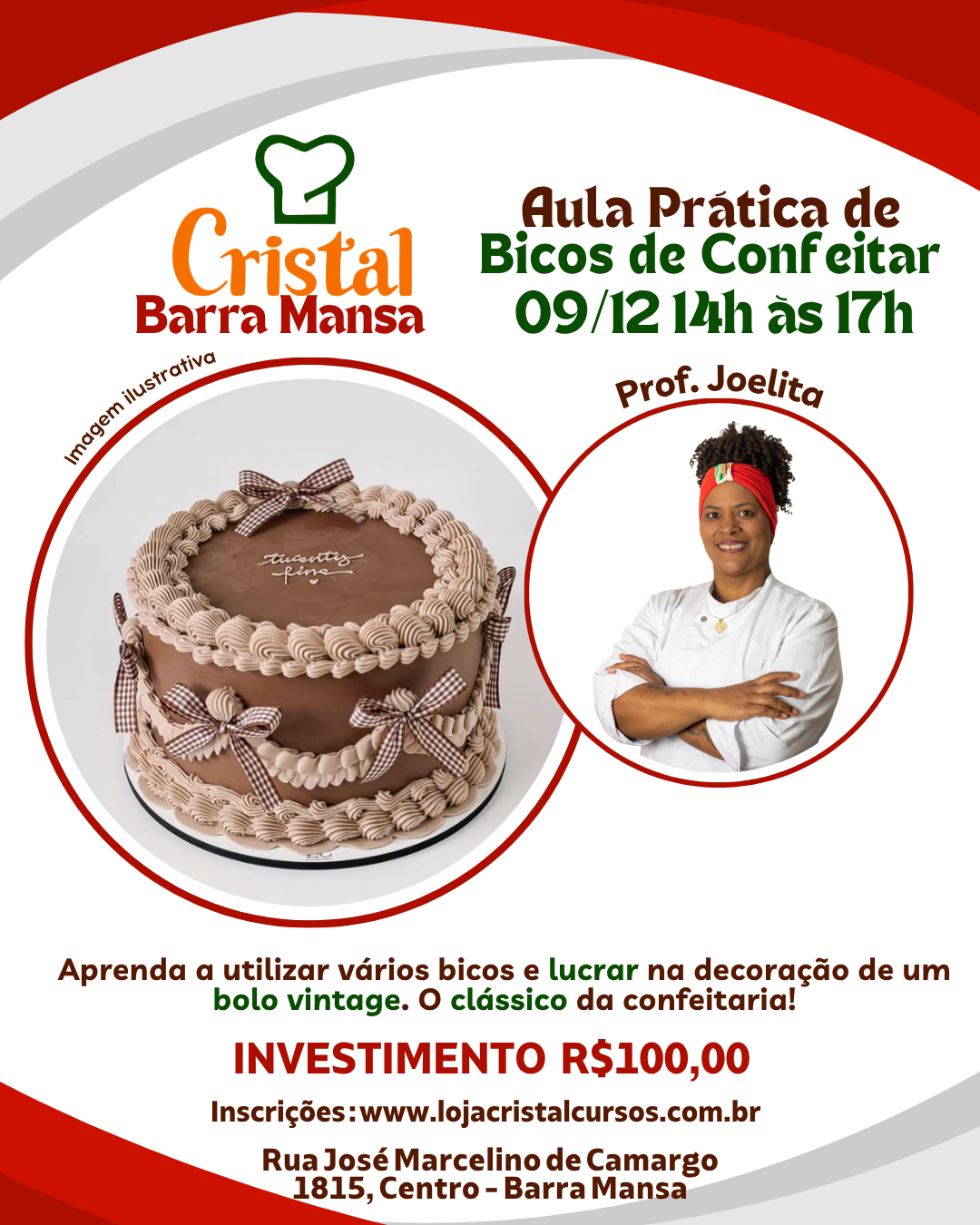 09/12 | Aula Prática de Bicos de Confeitar – Barra Mansa | Prof. Joelita 🍰✨