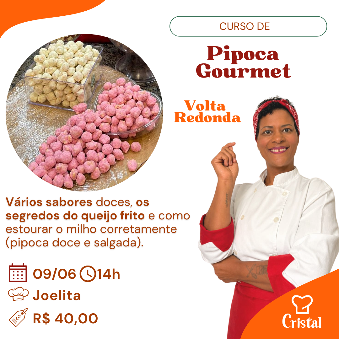 09/06 – Curso de Pipoca Gourmet – Volta Redonda – Profª Joelita 🍿🧀