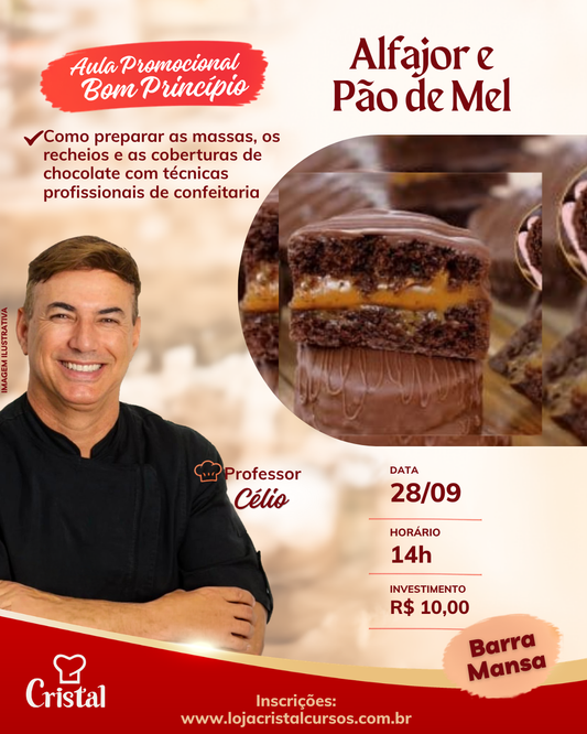28/09 – Aula Promocional Bom Princípio: Alfajor e Pão de Mel – Barra Mansa – Prof. Célio 🍯🍫✨