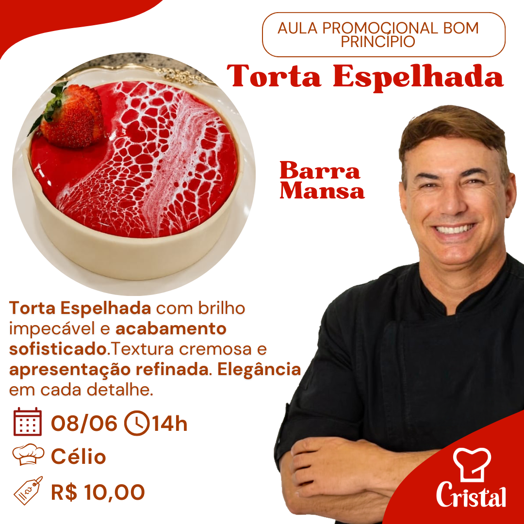 08/06 – Aula Promocional Bom Princípio: Torta Espelhada – Barra Mansa – Prof. Célio 🍓