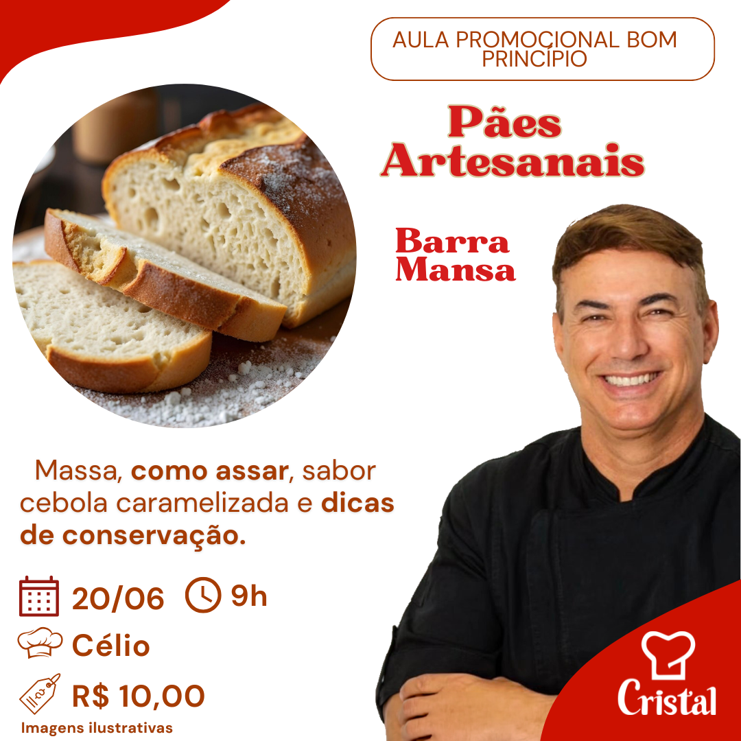 20/06 – Aula Promocional Bom Princípio: Pães Artesanais – Barra Mansa – Prof. Célio 🍞🧅