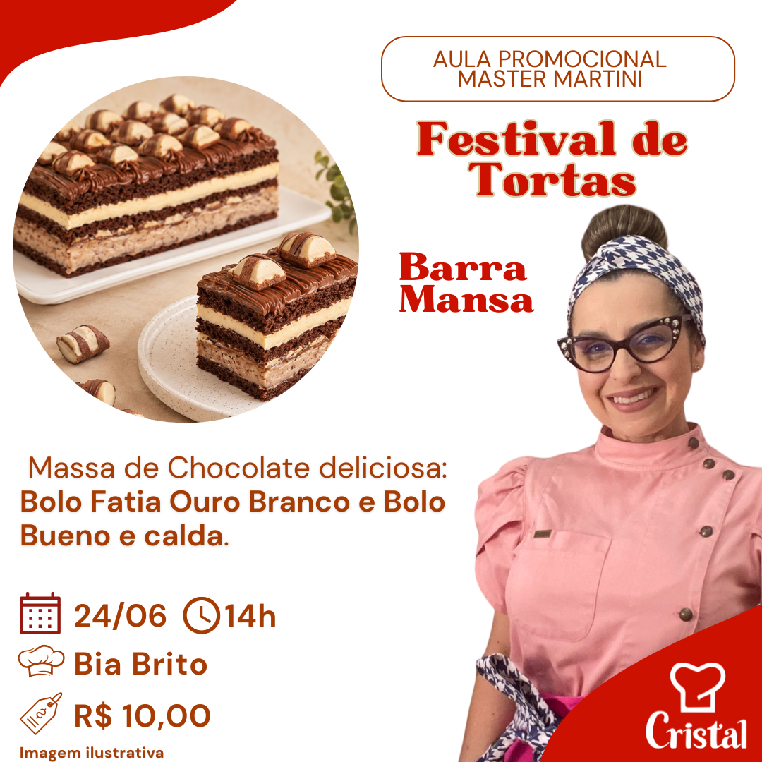 24/06 – Aula Promocional Master Martini: Festival de Tortas – Barra Mansa – Prof. Bia Brito 🍰🍫