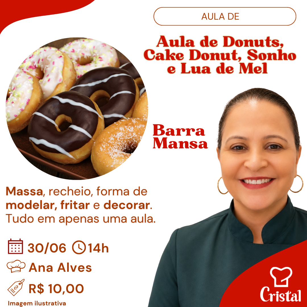 30/06 – Aula de Donuts, Cake Donut, Sonho e Lua de Mel – Barra Mansa – Prof. Ana Alves 🍩✨
