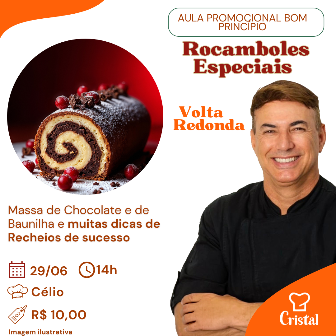 29/06 – Aula Promocional Bom Princípio: Rocamboles Especiais – Volta Redonda – Prof. Célio 🌀🍫