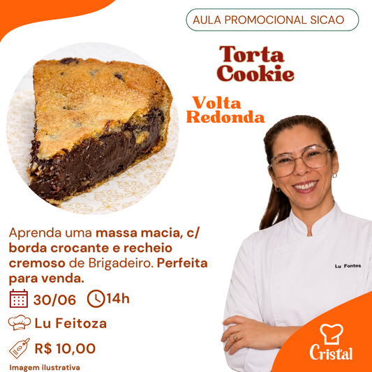 30/06 – Aula Promocional Sicao: Torta Cookie – Volta Redonda – Prof. Lu Feitoza 🍪🍫