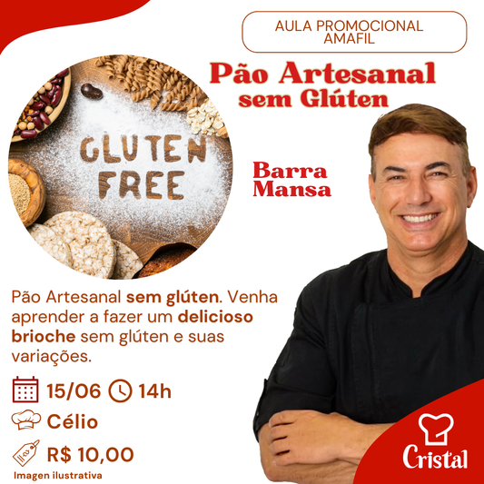 15/06 – Aula Promocional Amafil: Pão Artesanal sem Glúten – Barra Mansa – Prof. Célio 🍞🌾