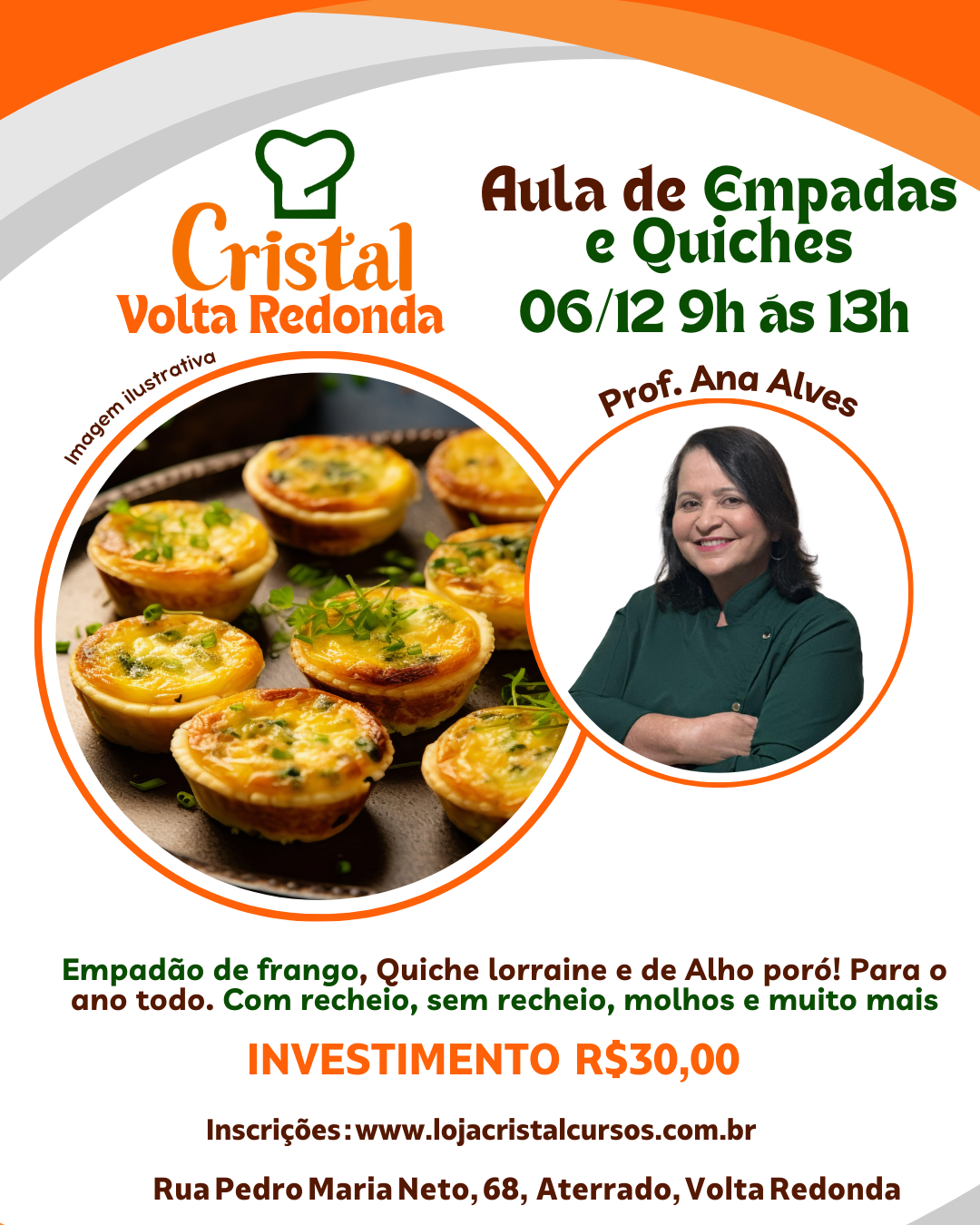 06/12 | Aula de Empadas e Quiches – Volta Redonda | Prof. Ana Alves ✨