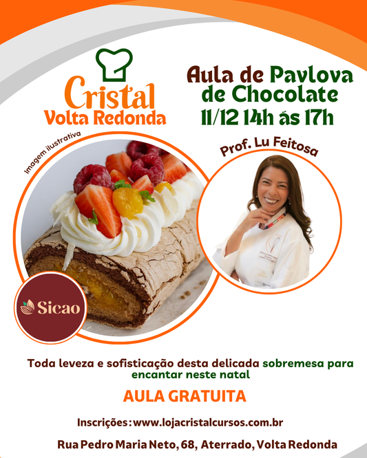 11/12 | Aula de Pavlova de Chocolate – Volta Redonda | Prof. Lu Feitosa 🍫✨