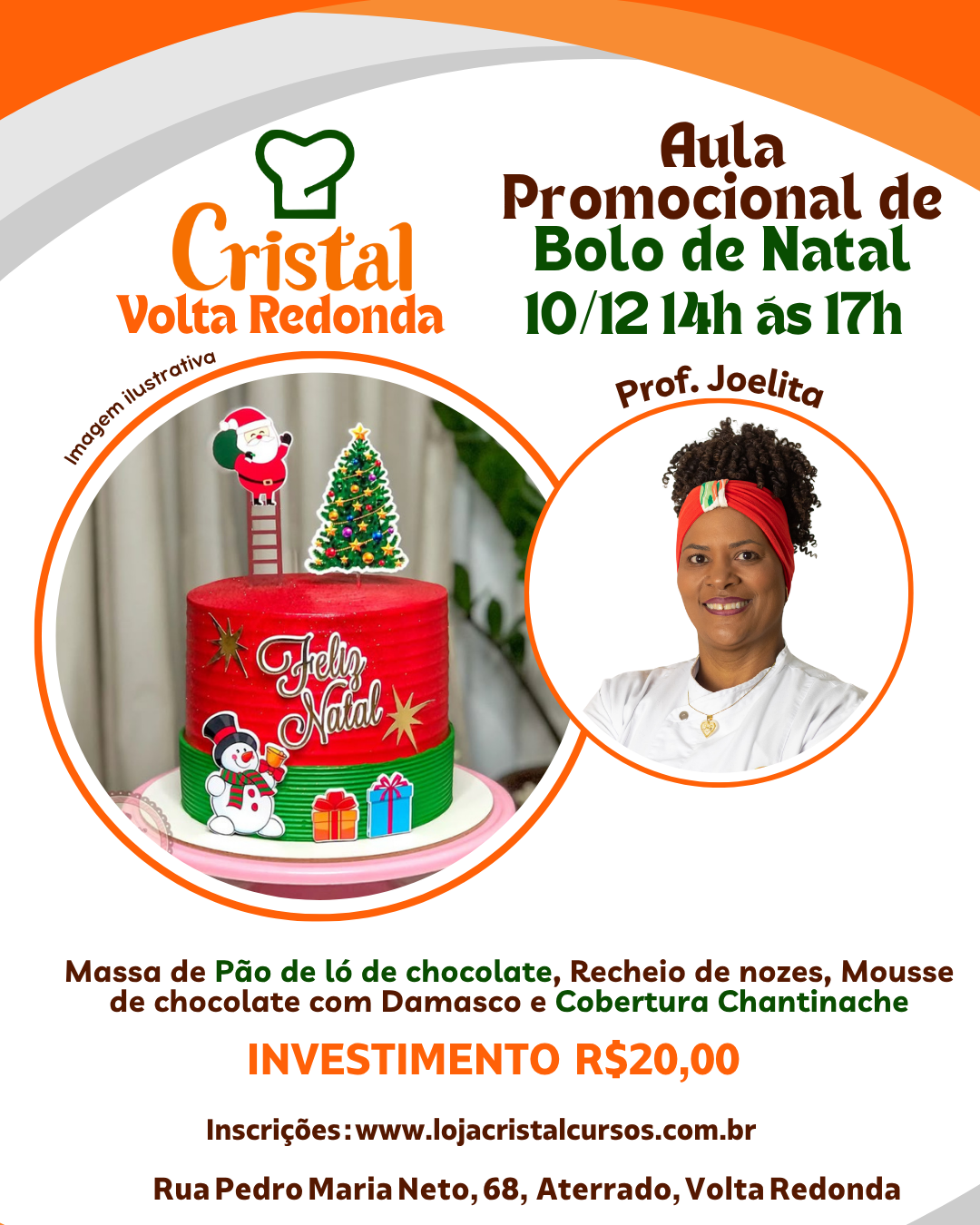 10/12 | Aula Promocional de Bolo de Natal – Volta Redonda | Prof. Joelita 🎄✨